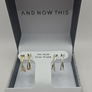 NEW And Now This 18K Gold and Silver Hoop Earrings